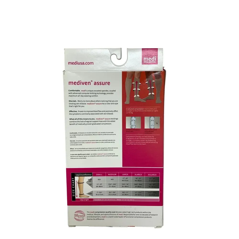 Medi Mediven Assure Compression Stockings Calf Large Open Toe Beige 22203